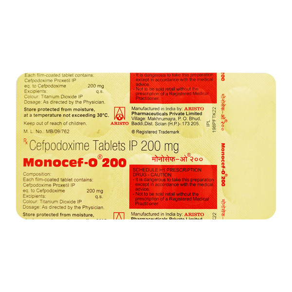 Monocef O 200mg Tablet 10'S