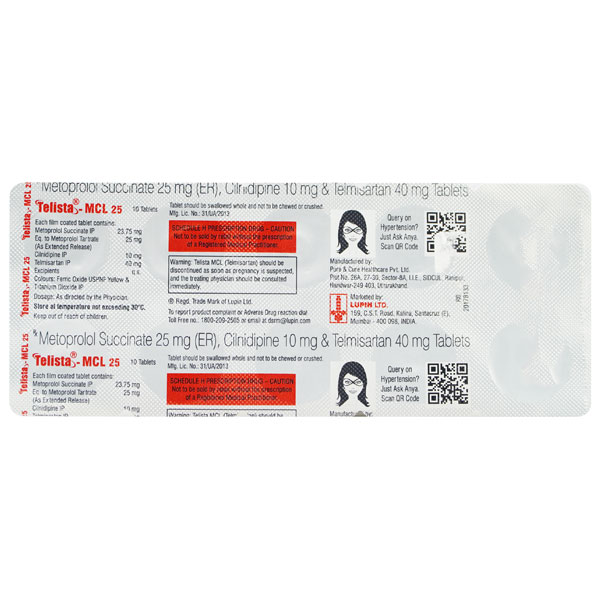 TELISTA MCL 25 Tablet 10's